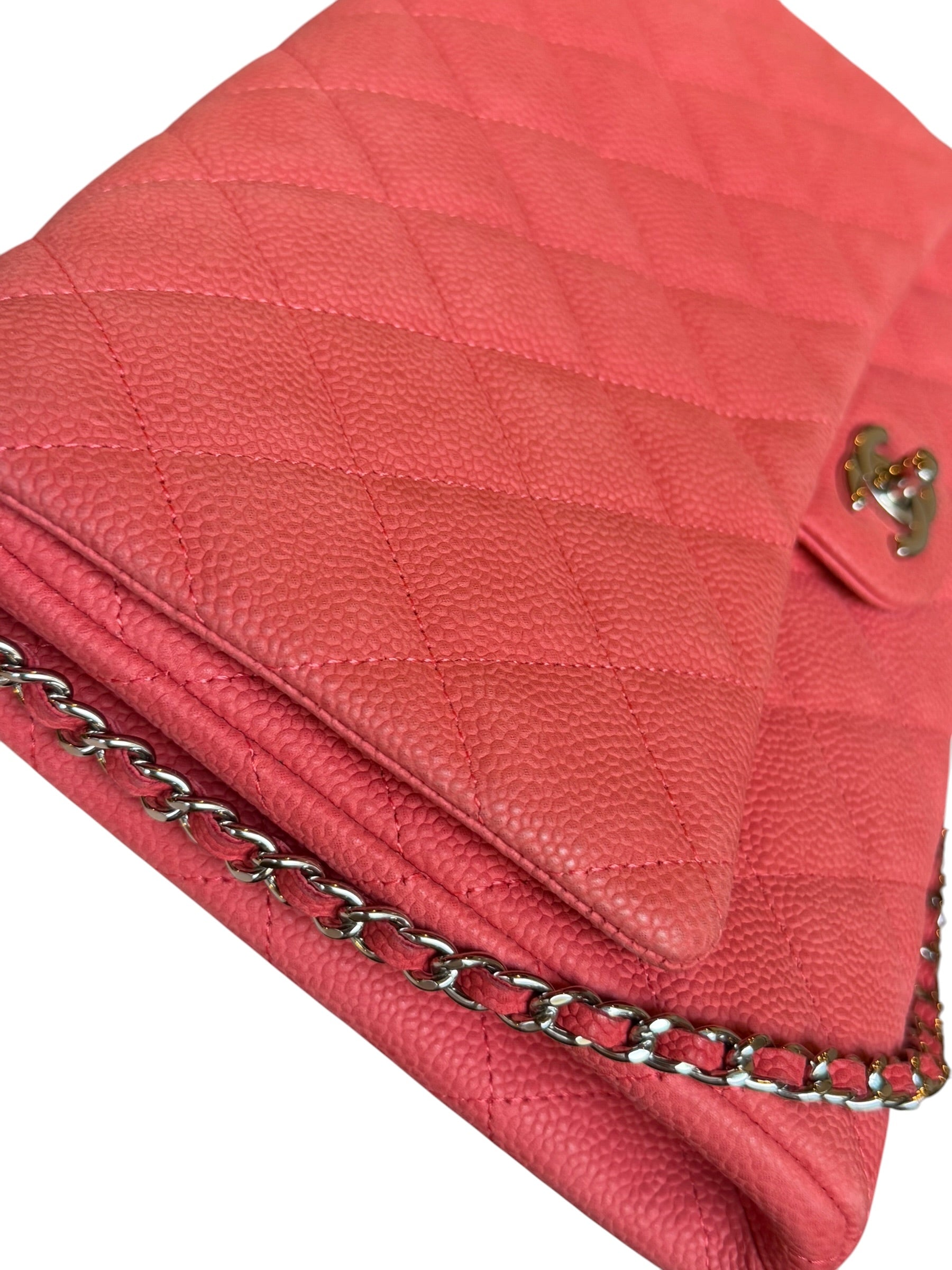 Chanel Coral Pink Matte Quilted Caviar Flap Shoulder Bag 2012