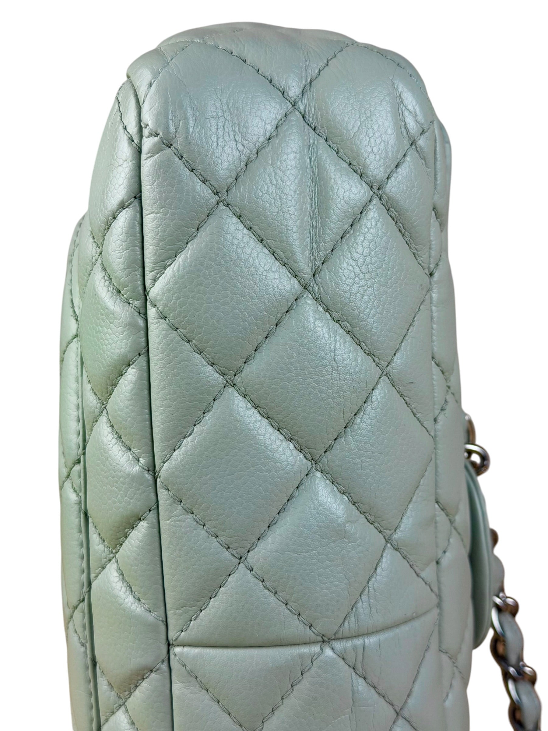 Chanel Light Sage Green Medium Classic Flap Shoulder Bag 2008