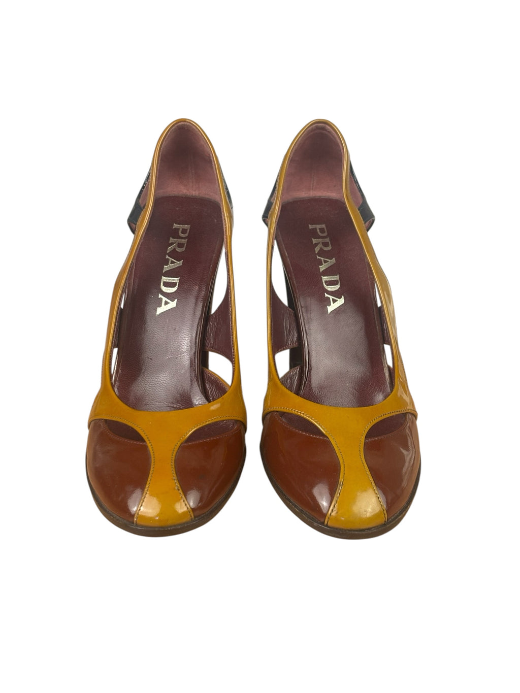 Prada SS2000 Burgundy Patent Leather Runway Block Heels