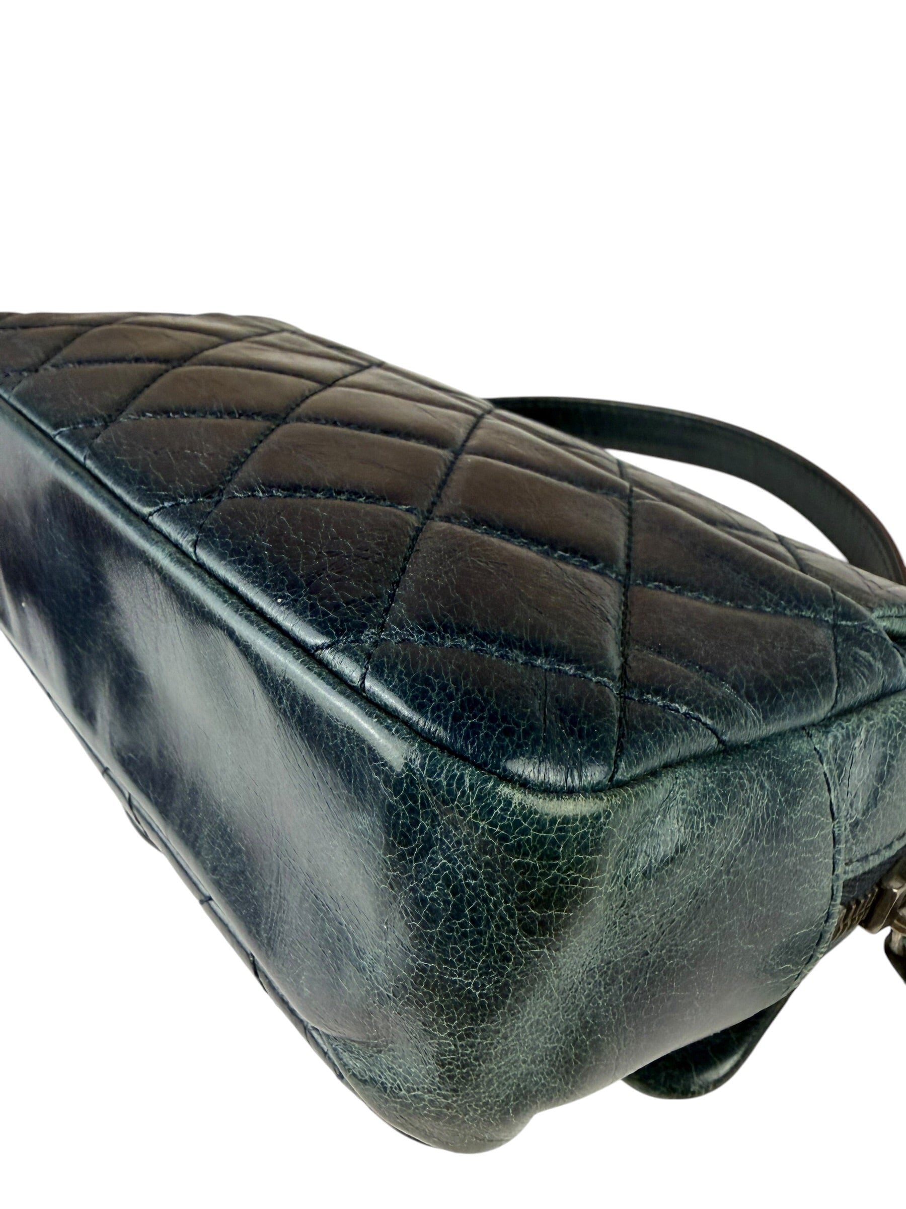 Chanel Blue Glazed Calfskin Portobello Flap Bag 2014