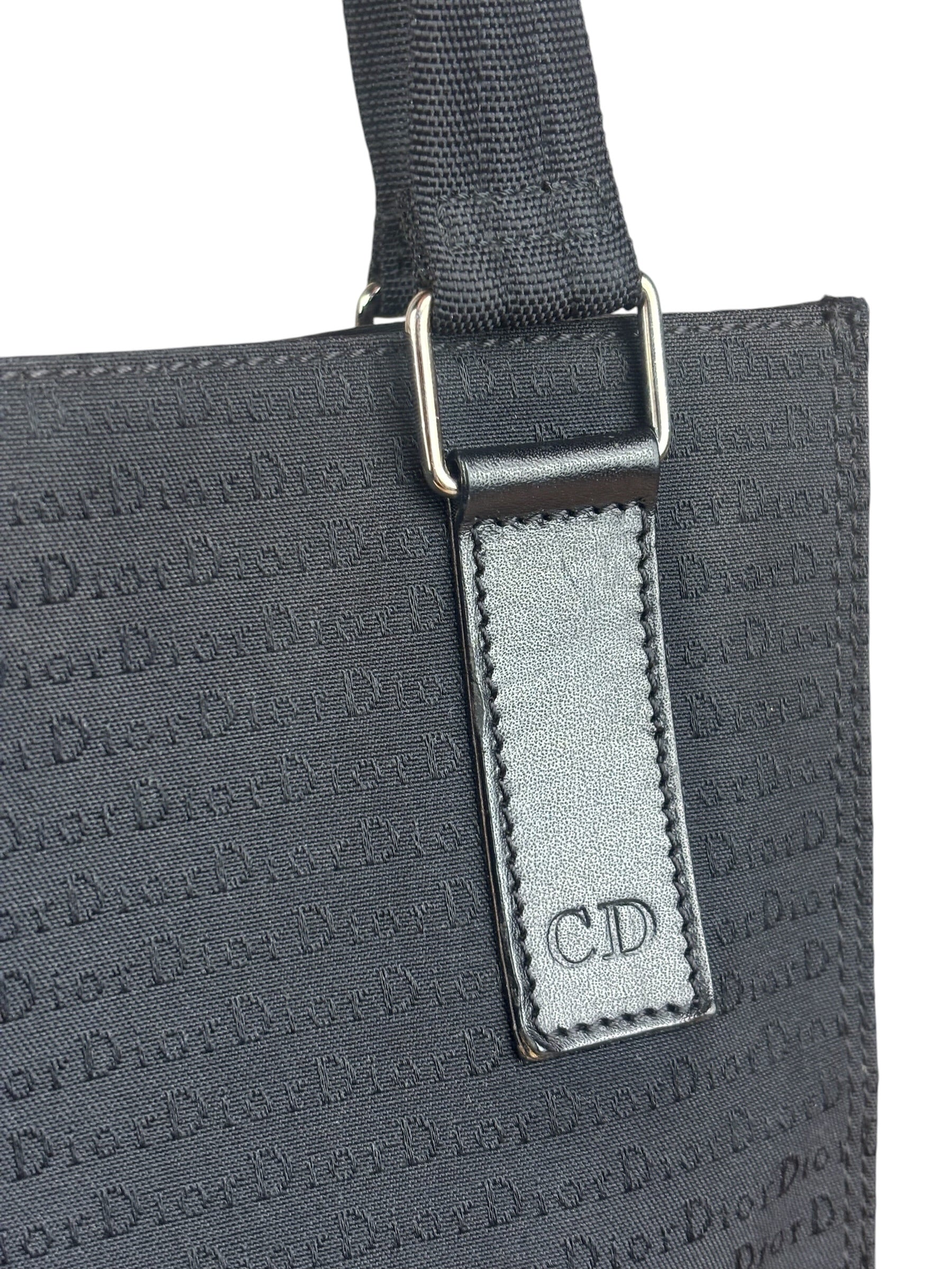 Christian Dior Vintage Black Logo Print Canvas Tote