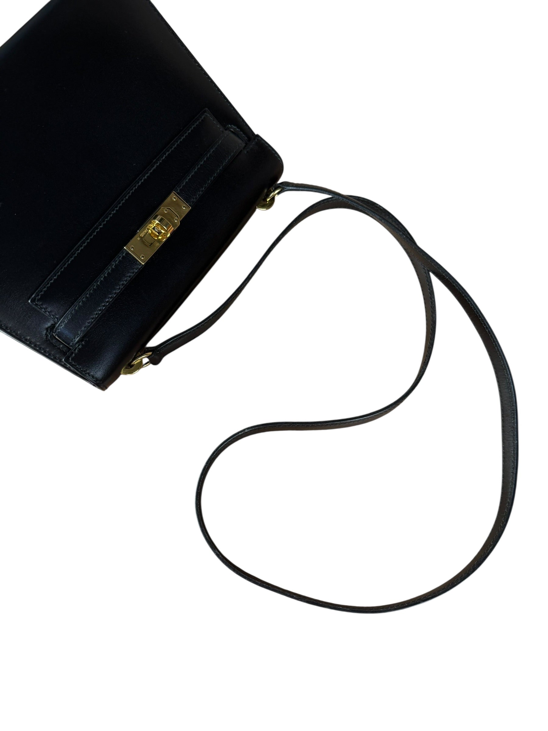 Hermes Black Mini Kelly 20 Box Calf 1991