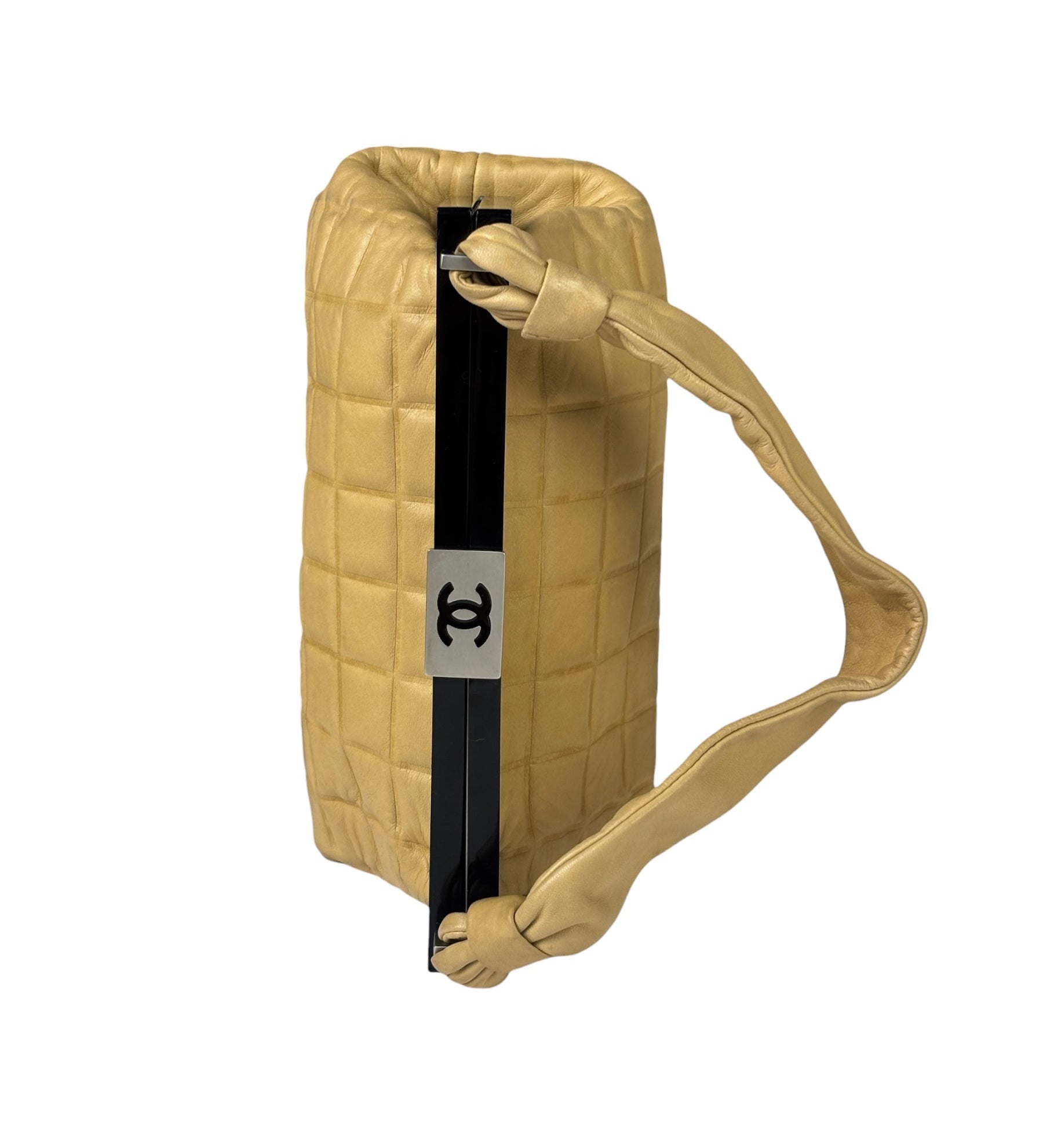 Chanel Beige Lambskin Chocolate Bar Frame Handbag 2002