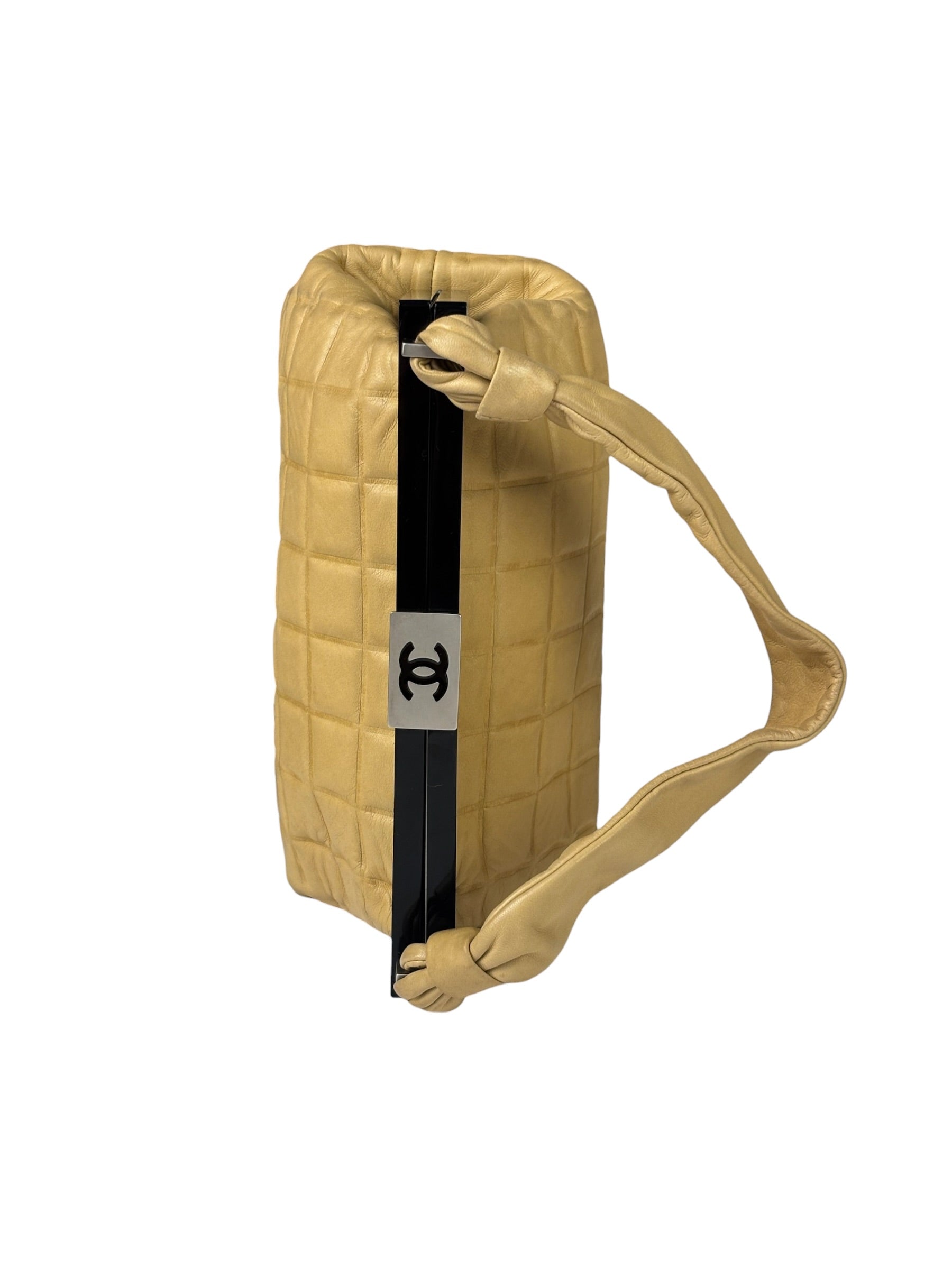 Chanel Beige Lambskin Chocolate Bar Frame Handbag 2002