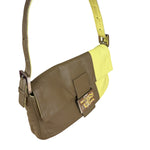 Fendi Yellow Wave Buckle Leather Baguette