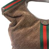 Gucci Brown Suede GG Supreme Giglio Large Tote