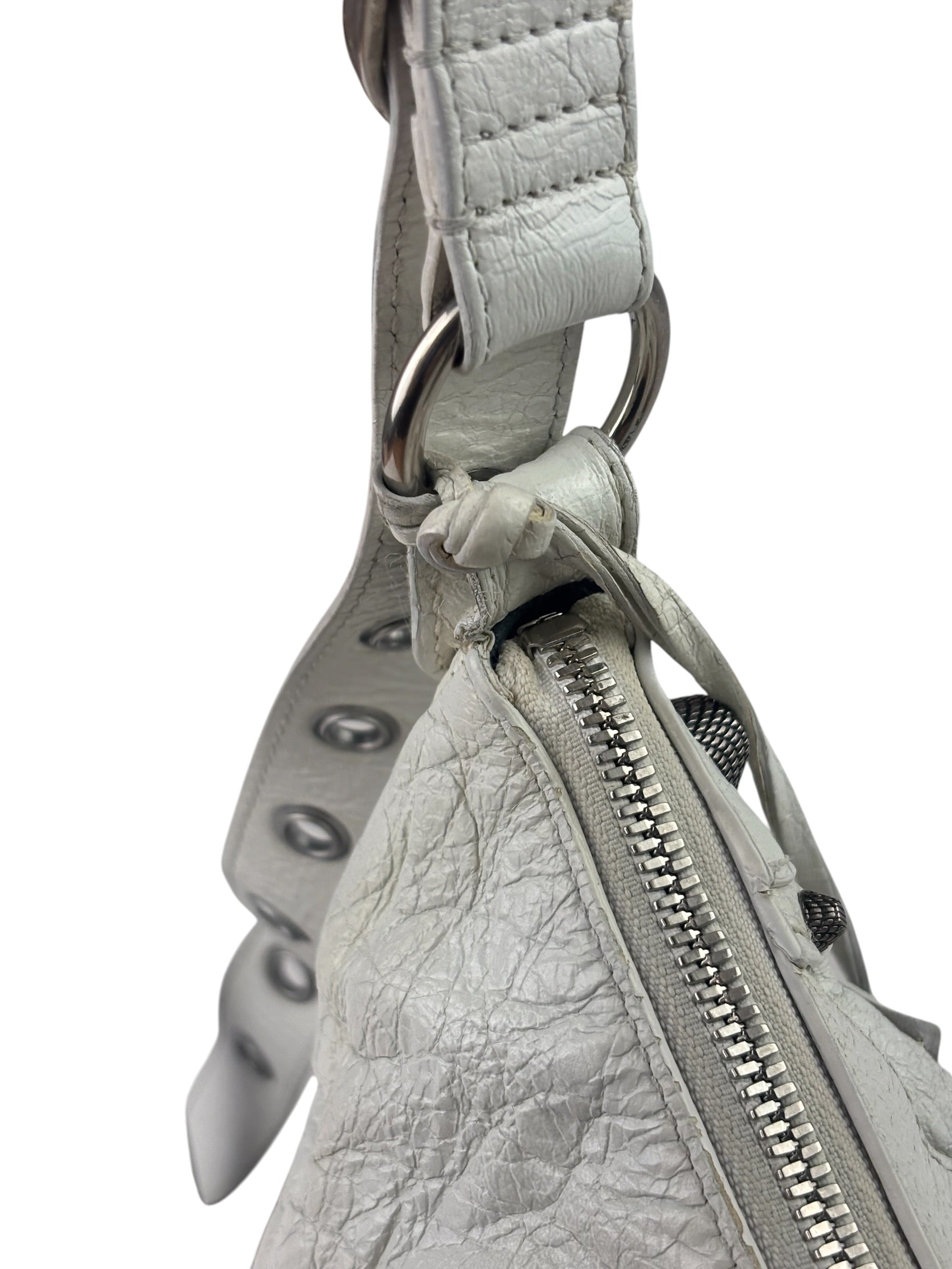 Balenciaga White Lambskin Le Cagole Shoulder Bag