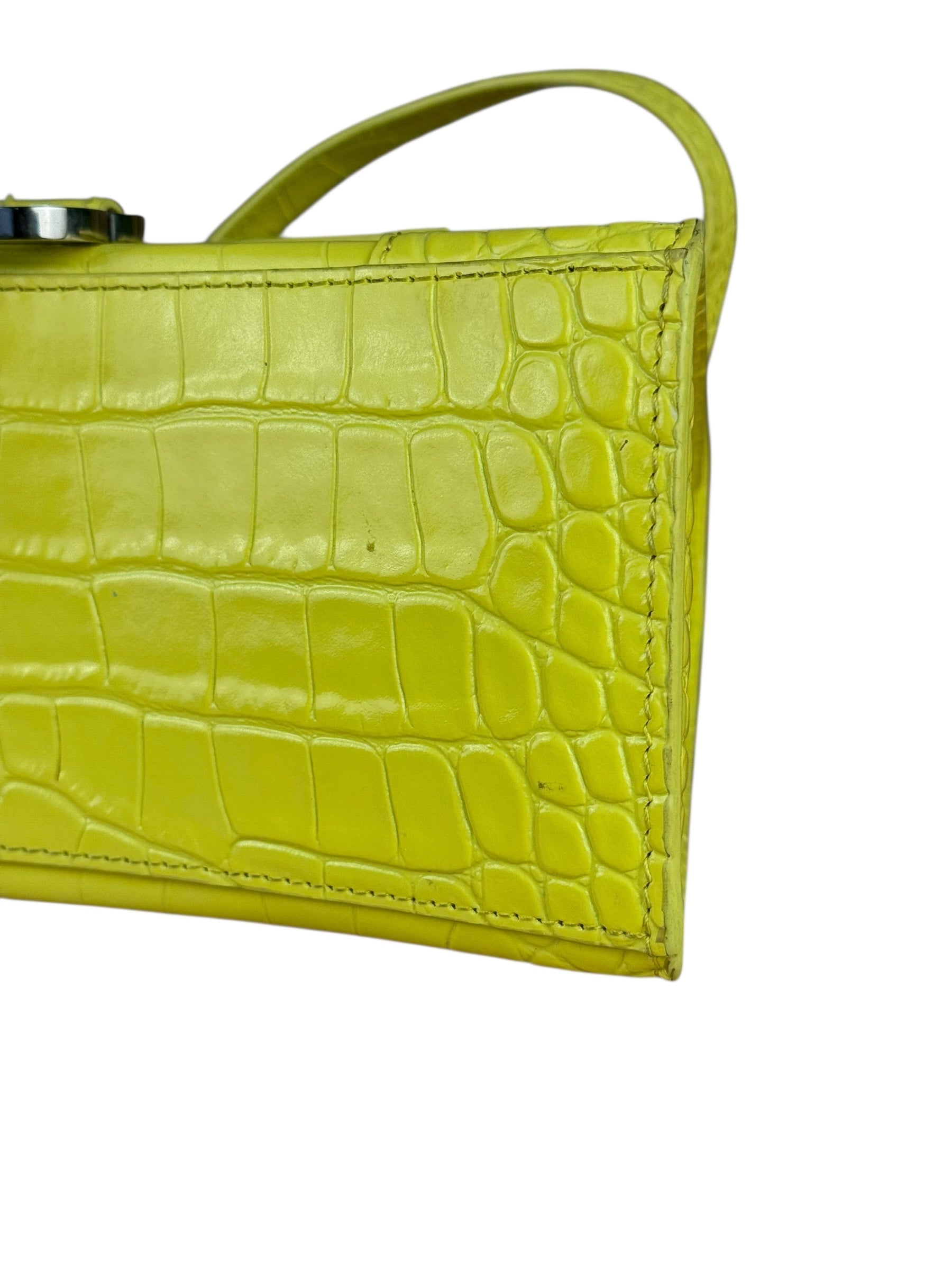 Balenciaga Small Yellow Croc Hourglass 2Way