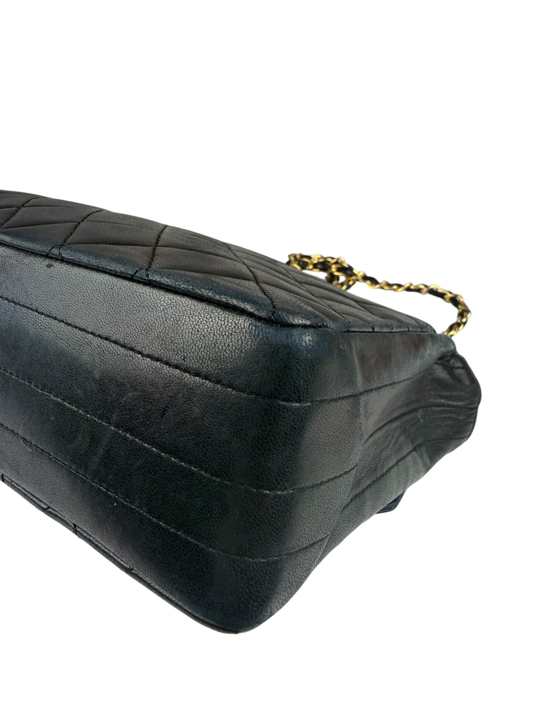 Chanel Black Quilted Lambskin Half Moon Flap 1989