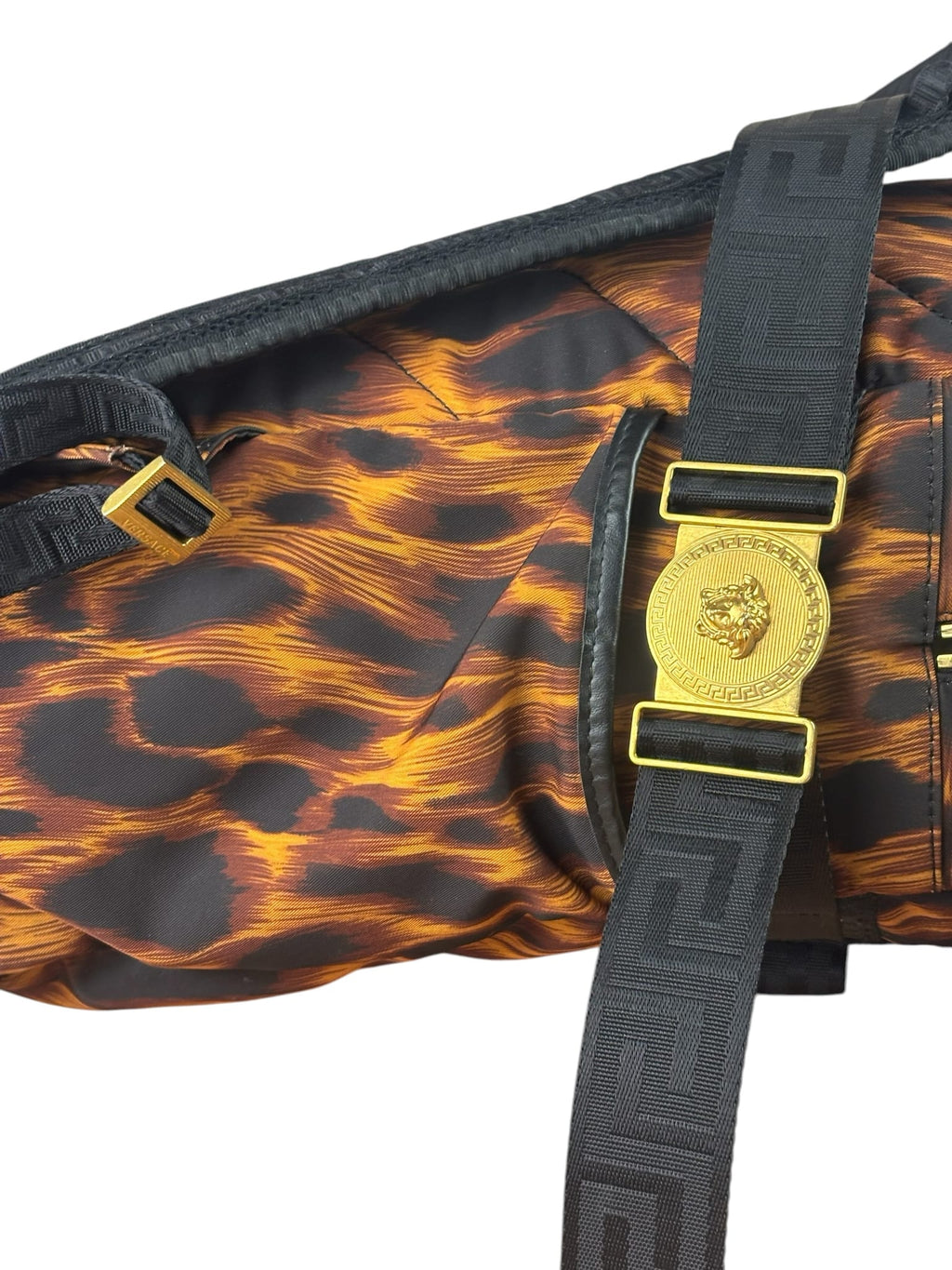 Versace Colorblock Tiger Print Medusa Head Travel Backpack