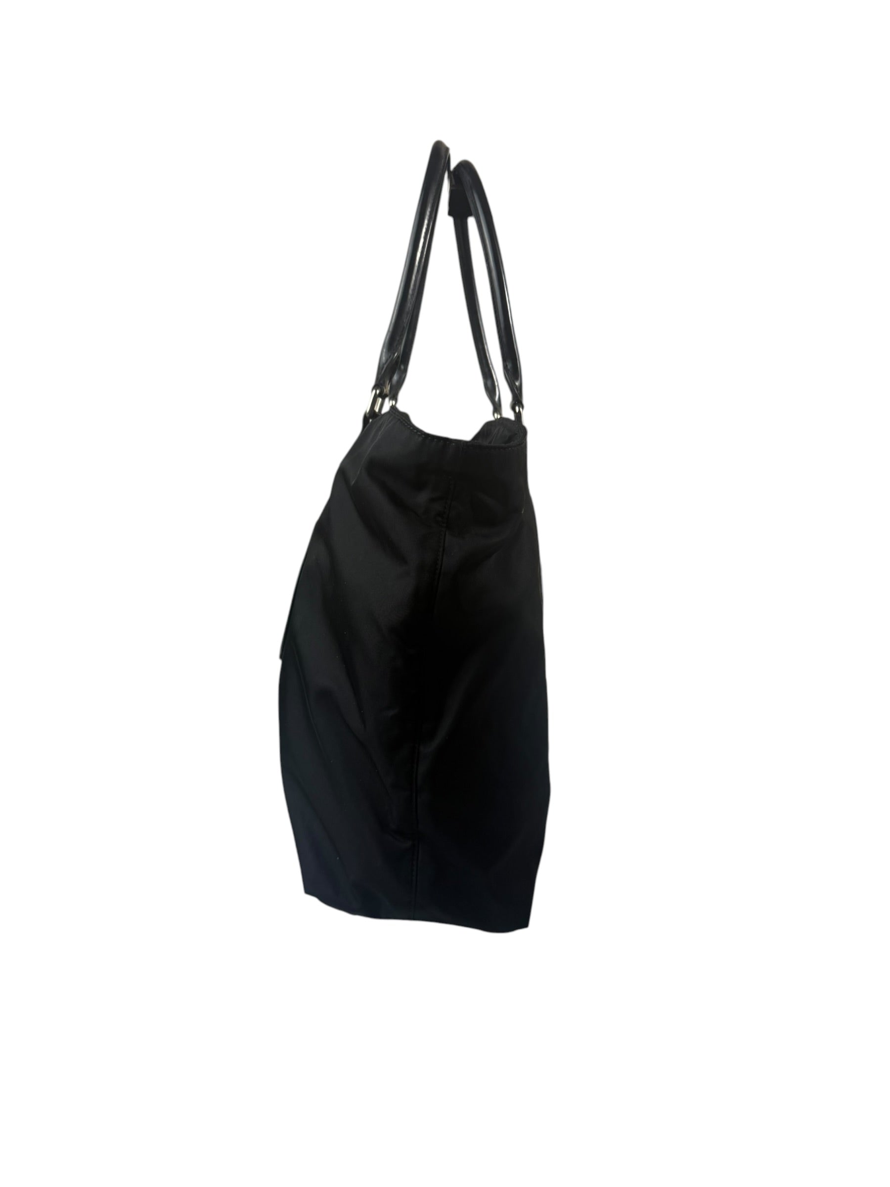 Prada Black Tessuto Nylon Leather Trim Tote Bag
