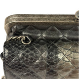 Chanel Black Python Leather Kiss-Lock Flap Bag 2015