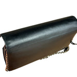 Balenciaga Black Leather Flap Wallet on Chain Bag