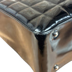 Chanel Vintage Black Patent Leather Chocolate Bar Tote Bag 2002