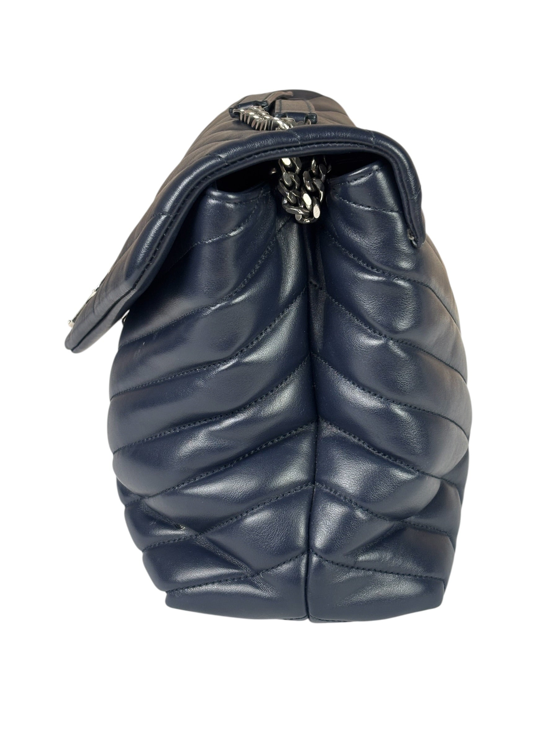 Yves Saint Laurent Navy Blue LouLou Medium Shoulder Bag