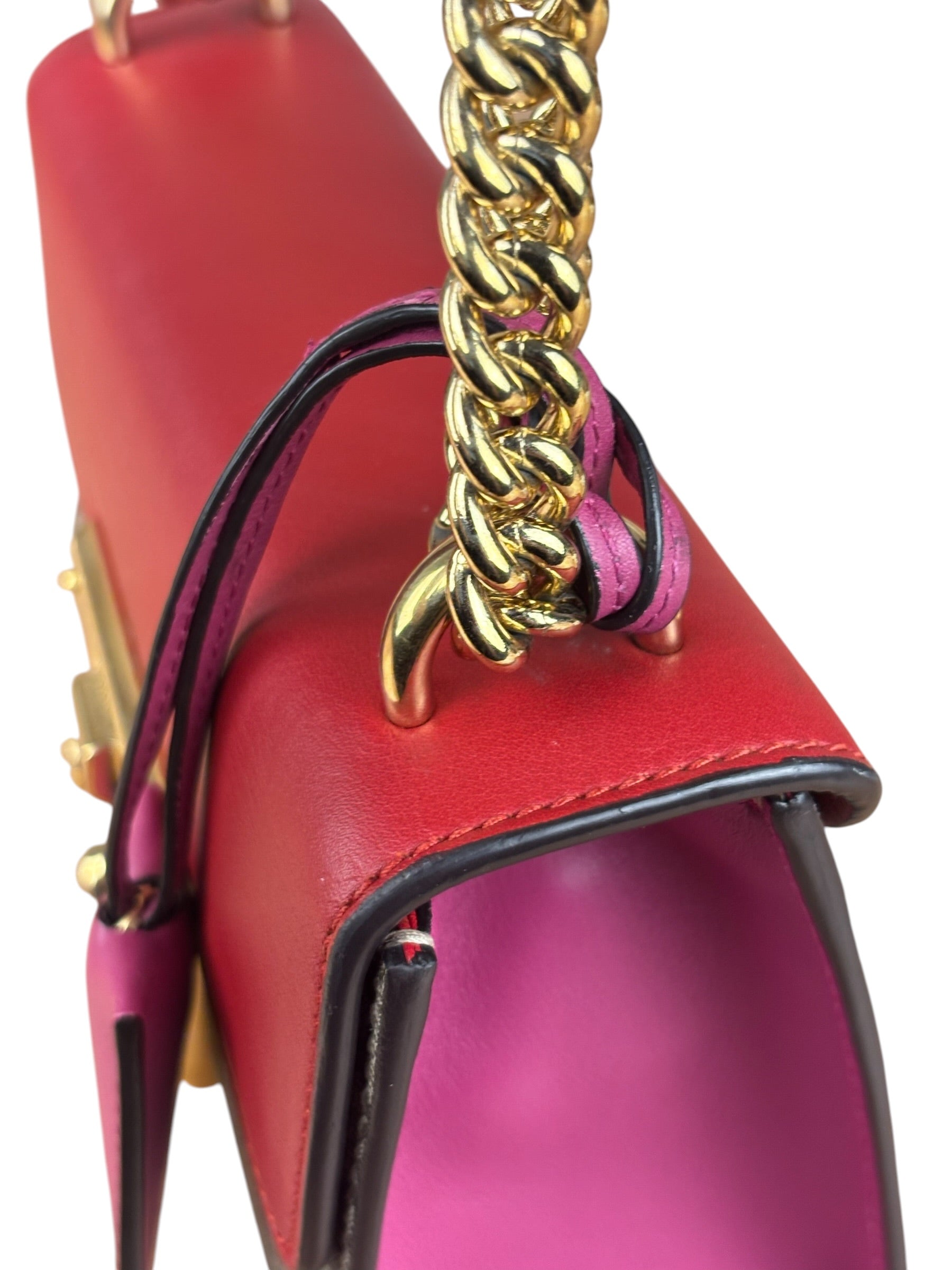 Gucci Padlock Medium Leather Chain Shoulder Bag Beige/Red/Pink