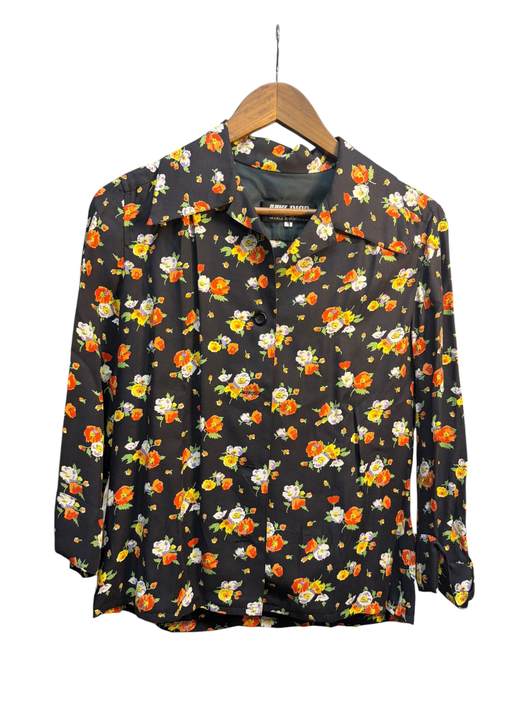 Christian Dior Black Floral Pattern Two-Piece Set