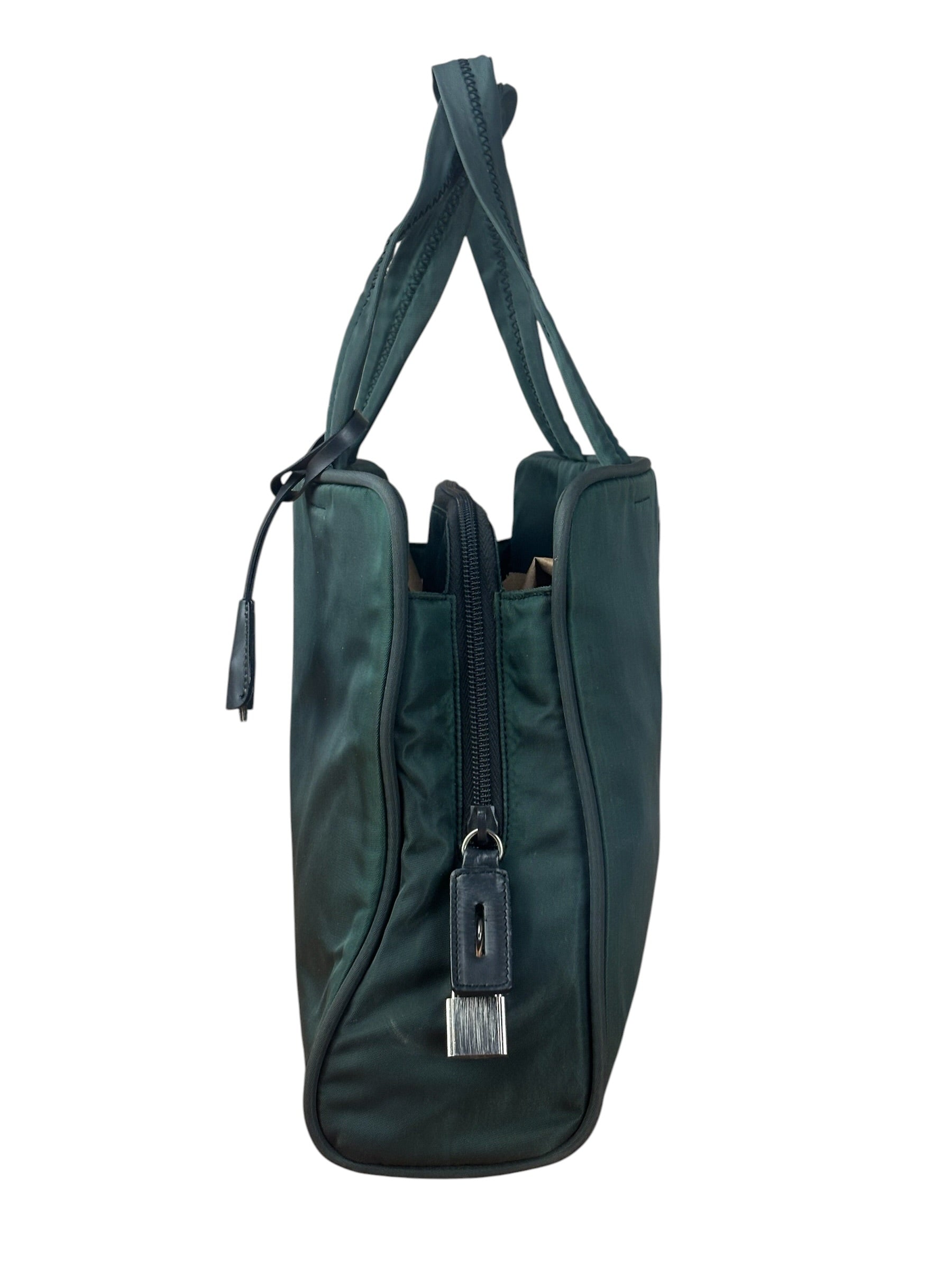 Prada Green Tessuto Cloth Hand Bag