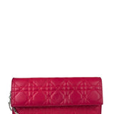 Christian Dior Pink Quilted Lambskin Lady Dior Wallet On Chain