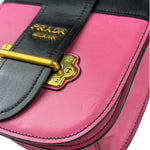 Prada Pink/Black Saffiano Leather Trim Small Cahier Crossbody Bag