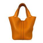 Hermes Orange Clemence Leather Picotin Lock 18 Handbag 2024