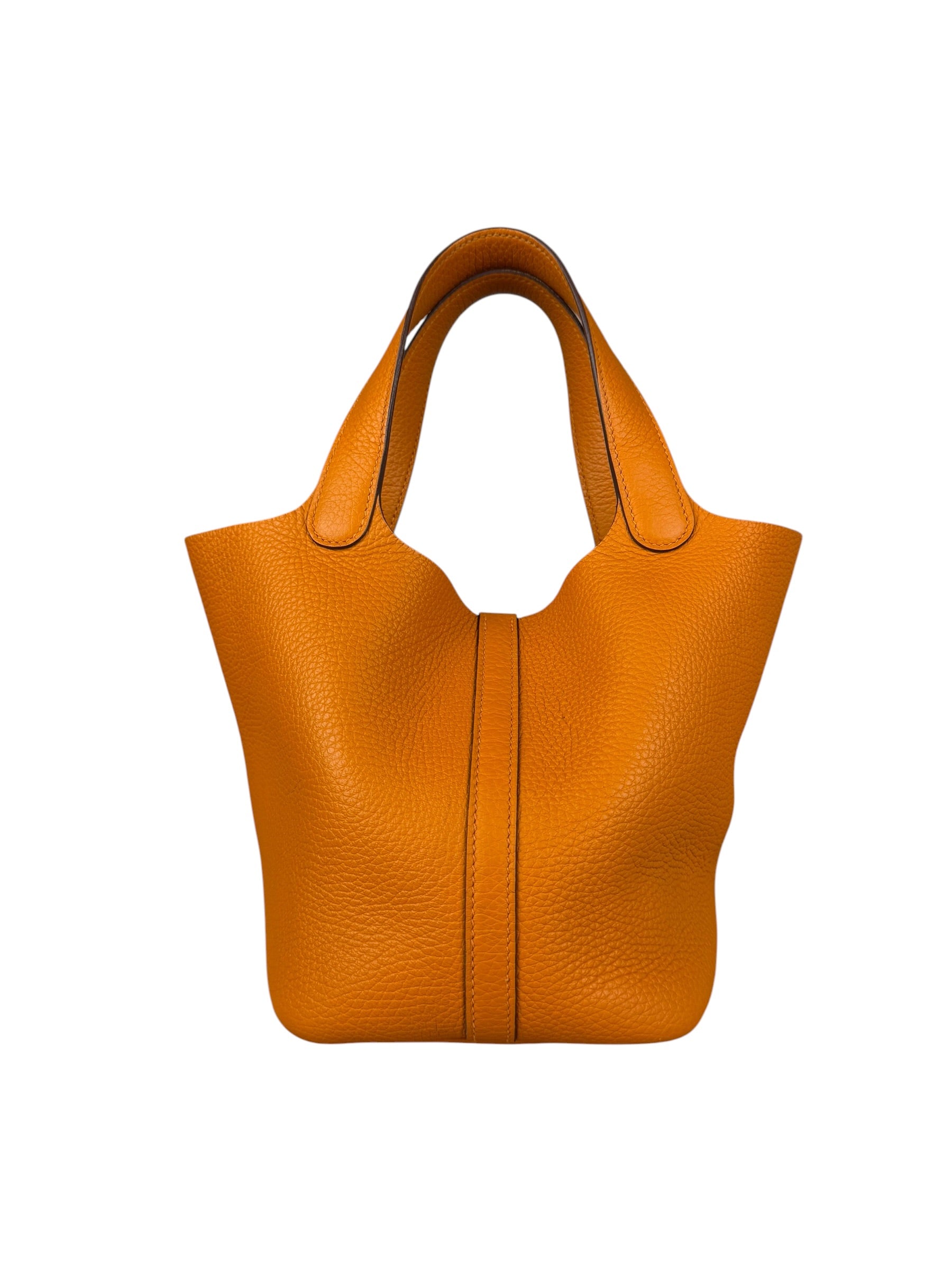 Hermes Orange Clemence Leather Picotin Lock 18 Handbag 2024
