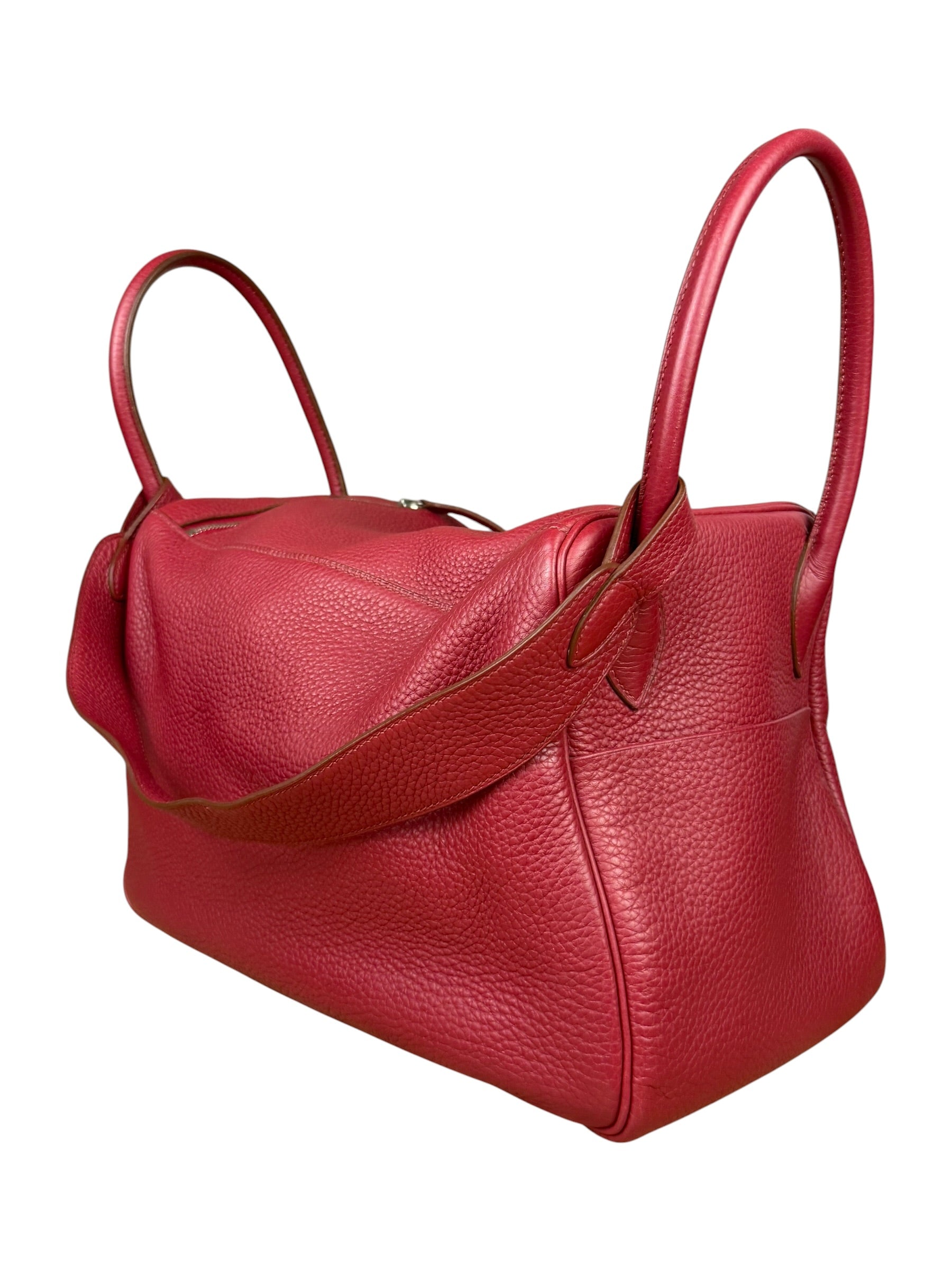 Hermes Lindy 34 Red/Fuchsia Clemence Leather Handbag 2014