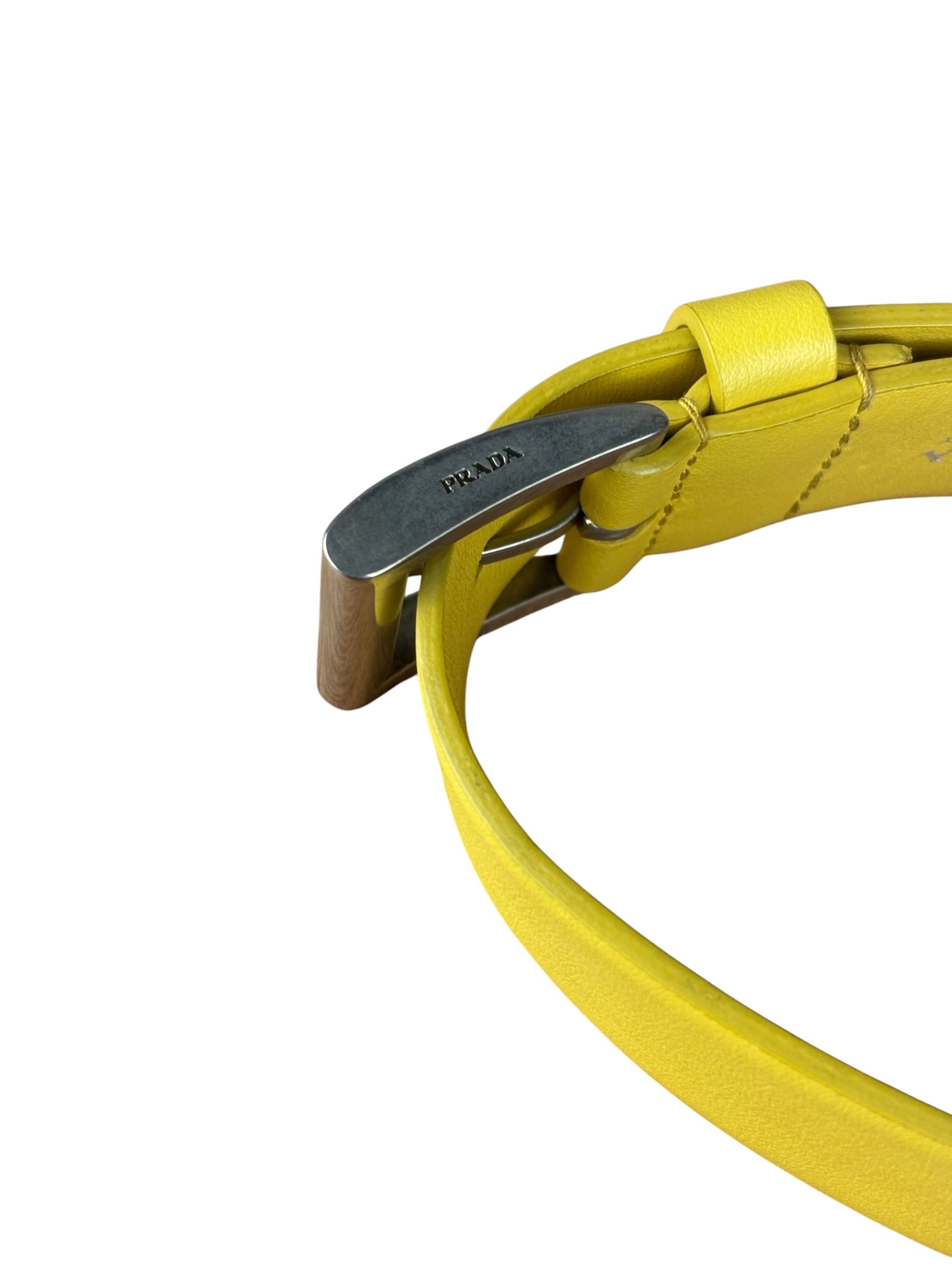Prada Yellow Saffiano Leather Triangle Shoulder Bag