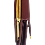 Cartier Burgundy Leather Trifold Long Wallet