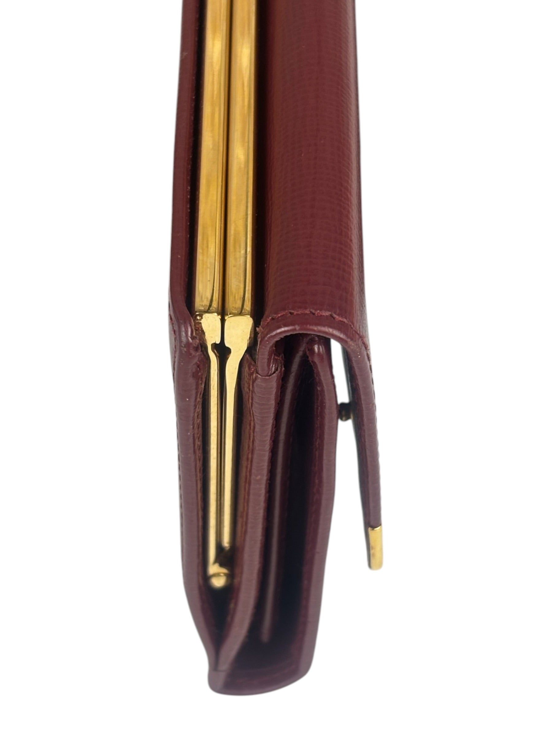 Cartier Burgundy Leather Trifold Long Wallet