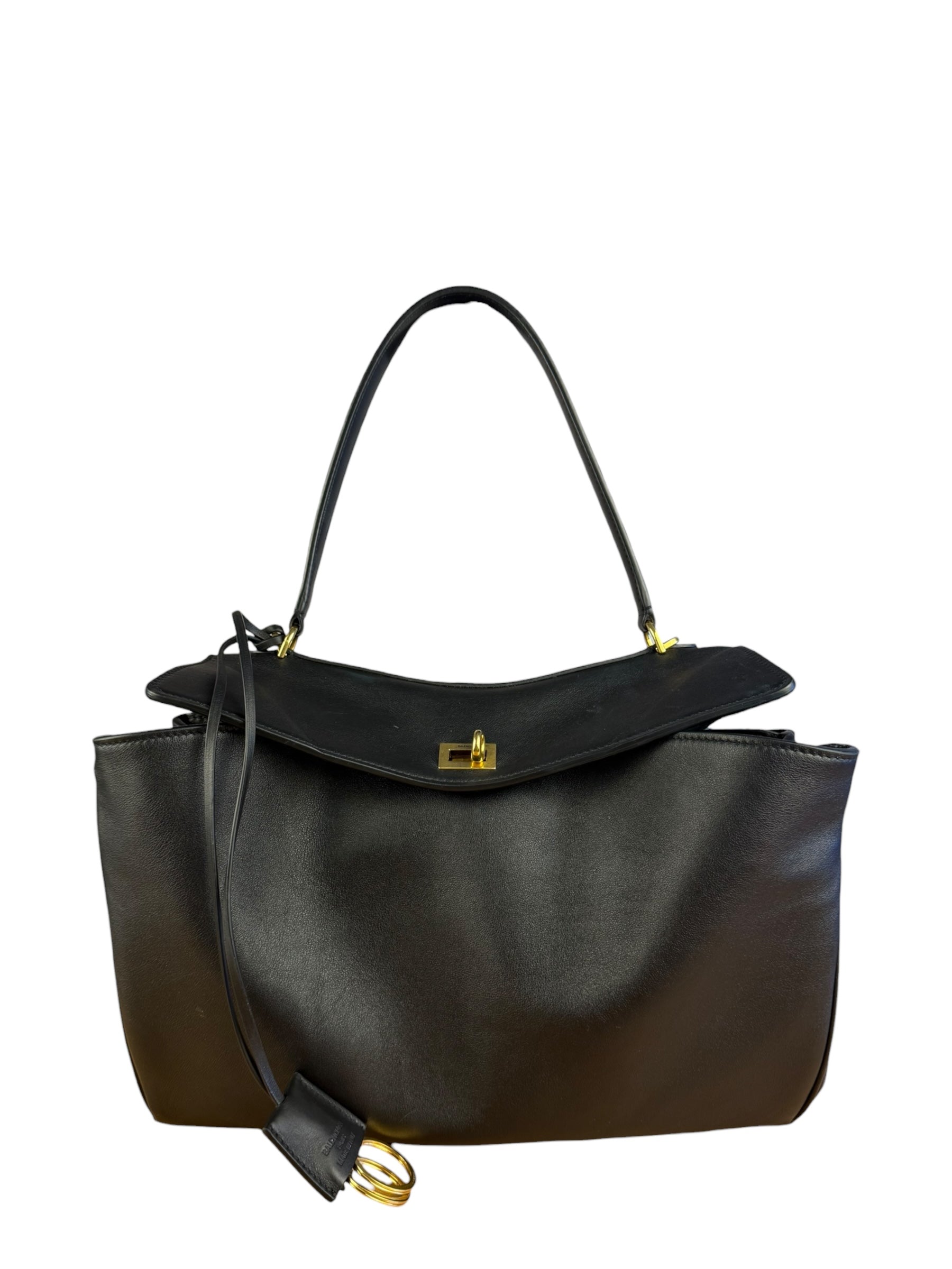 Balenciaga Medium Rodeo Leather 2Way Handbag Black