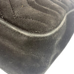 Gucci Black Velvet Marmont Floral Embroidered Shoulder Bag