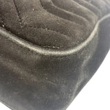Gucci Black Velvet Marmont Floral Embroidered Shoulder Bag