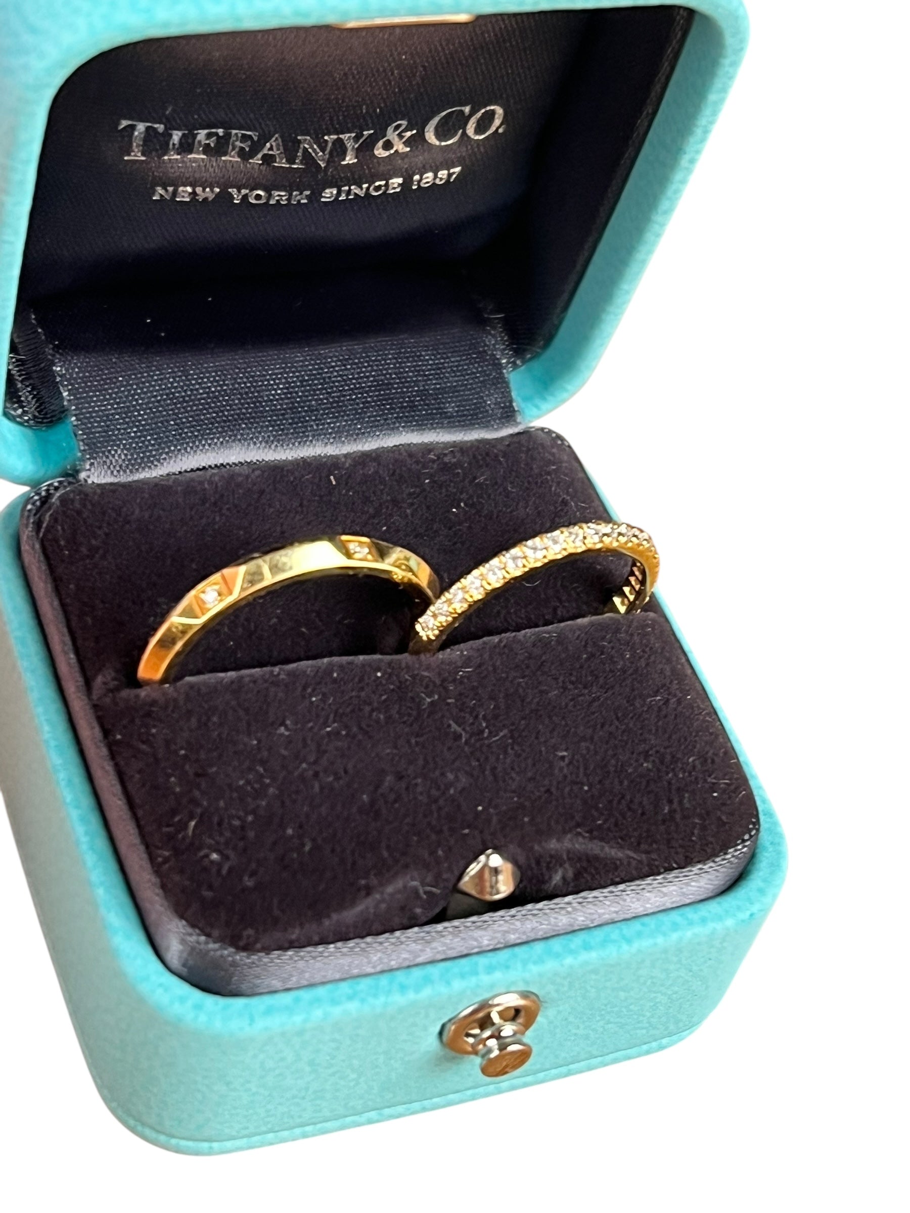 Tiffany & Co His & Hers Rings 18k Gold w/ Diamonds
