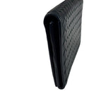 Bottega Veneta Navy Intrecciato Bi-Fold Flap Long Wallet
