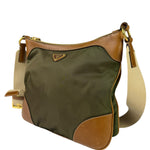 Prada Green/Brown Nylon/Leather Trim Crossbody Bag
