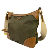 Prada Green/Brown Nylon/Leather Trim Crossbody Bag