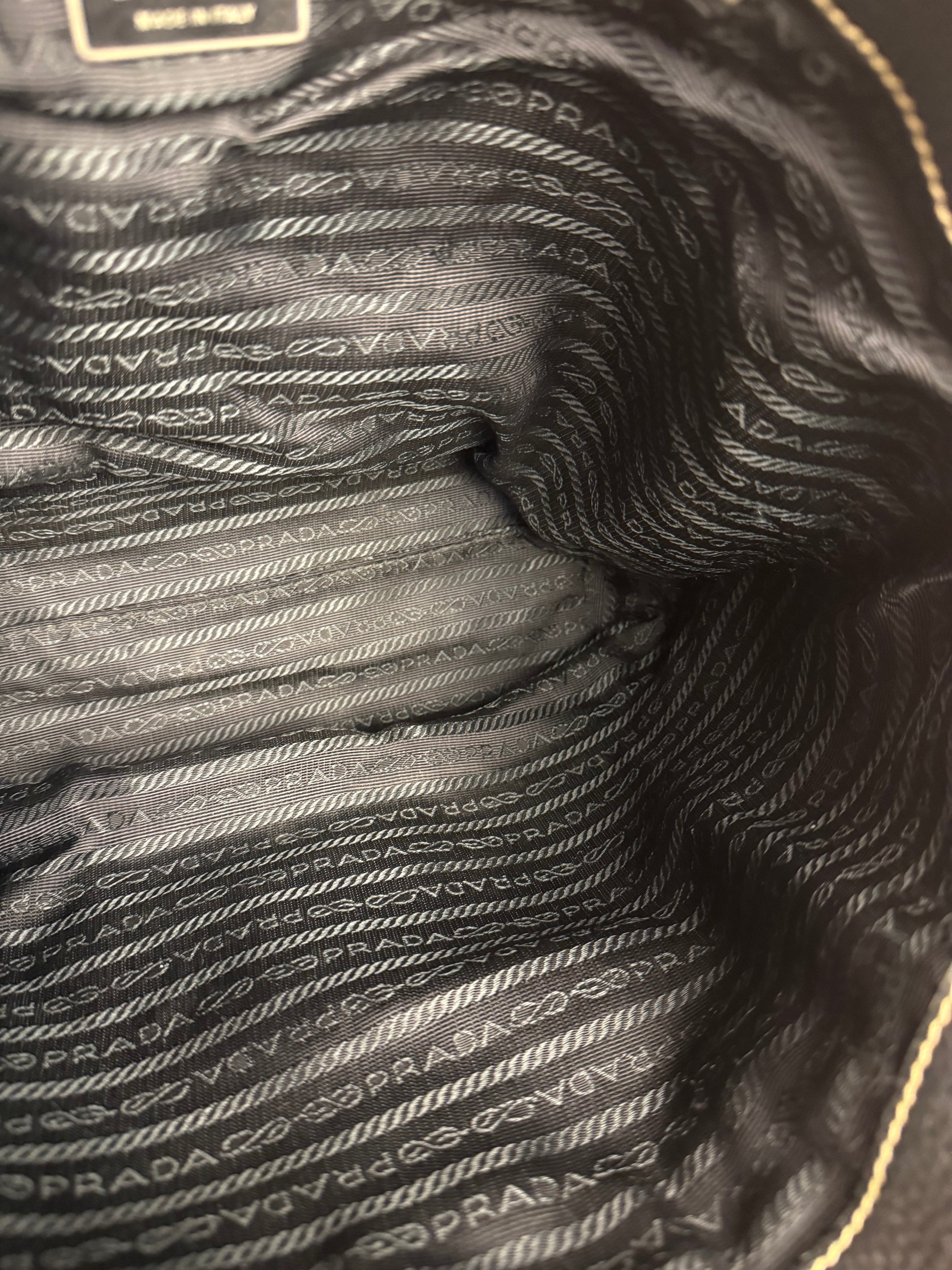 Prada Vintage Black Pebbled Leather Hobo Bag