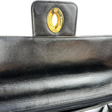 Chanel CC Black Patent Quilted Flap Briefcase Handbag '95