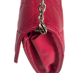 Christian Dior Pink Quilted Lambskin Lady Dior Wallet On Chain