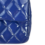 Chanel Shiny Blue Quilted Patent Leather Trim Double Flap Bag 2012