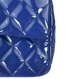 Chanel Shiny Blue Quilted Patent Leather Trim Double Flap Bag 2012