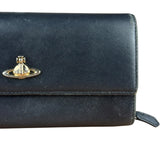 Vivienne Westwood Black Leather Emblem Long Wallet