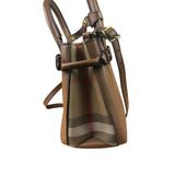 Burberry Brown Leather & House Check Small Banner