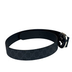 Gucci GG Supreme Black Interlocking Silver G Buckle Belt