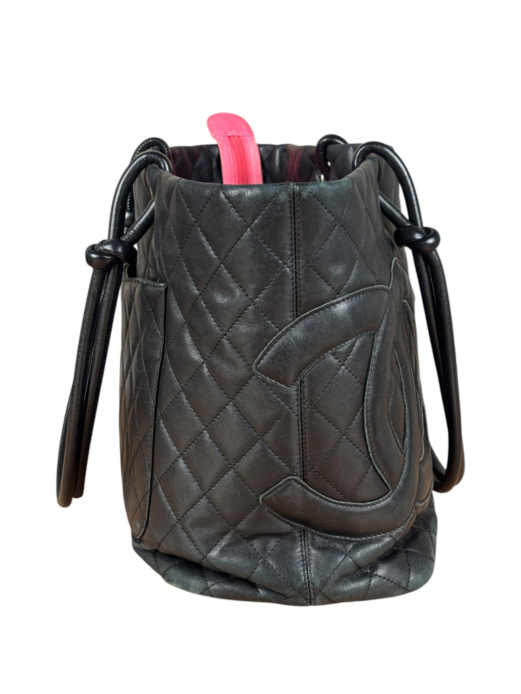 Chanel Black Leather Cambon Ligne large Tote Shoulder Bag 2004