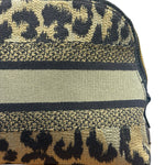Christian Dior Beige Woven Leopard Print Cosmetic Pouch