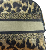 Christian Dior Beige Woven Leopard Print Cosmetic Pouch