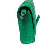 Balenciaga Green Crocodile Embossed Hourglass Wallet On Chain