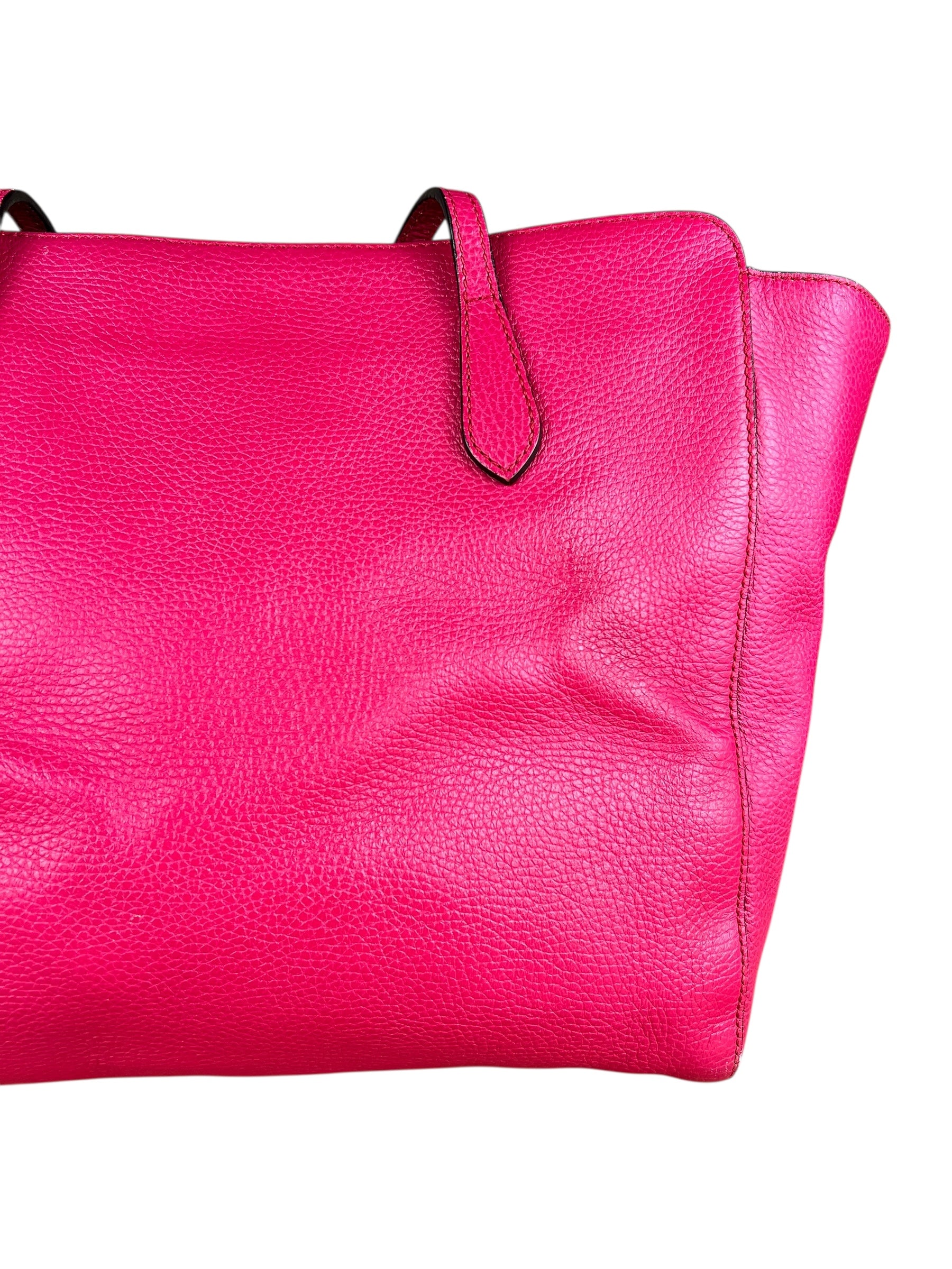 Gucci Hot Pink Pebbled Leather Swing Tote